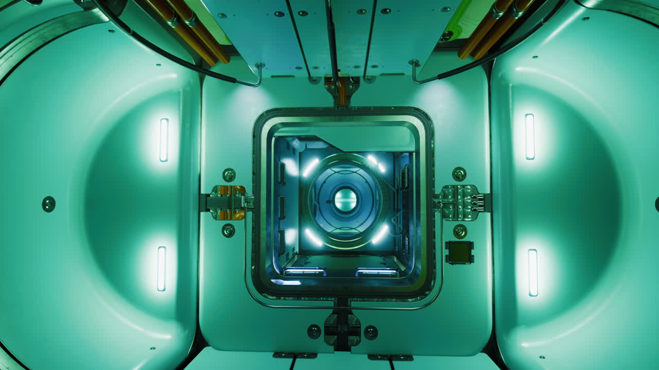 High tech environment featuring illuminated machinery in a futuristic setting