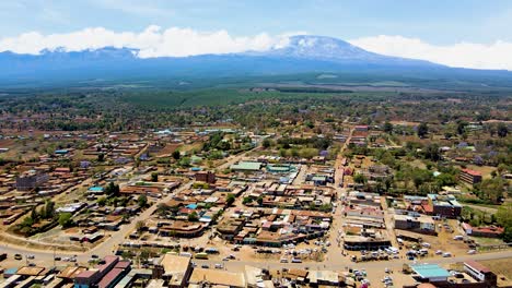 rural village town of kenya with kilimanjaro in the background