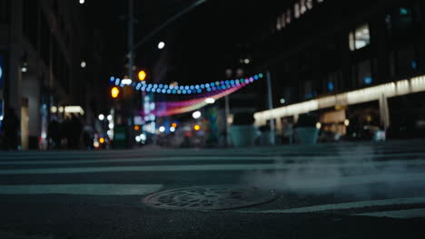 night street scene in new york city