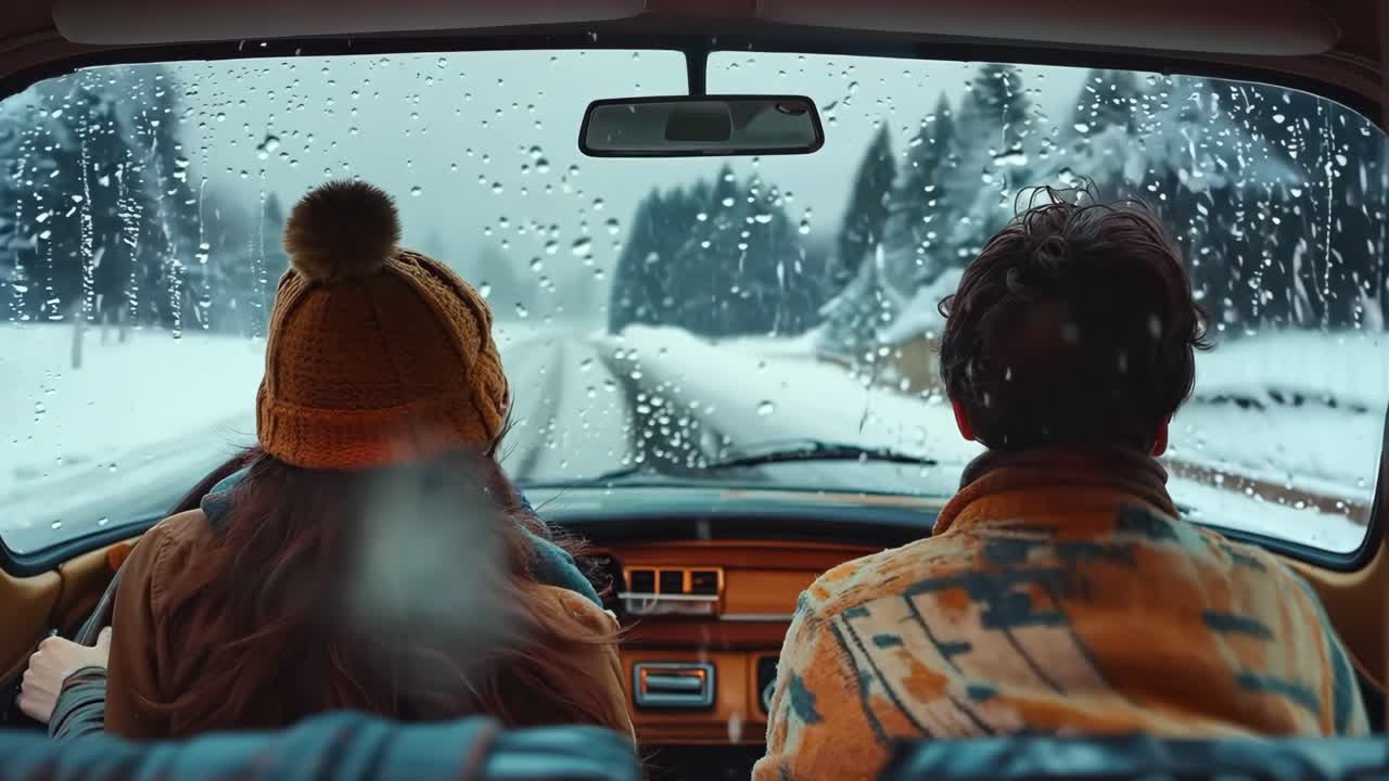 un hombre y una mujer sentados en el asiento trasero de un coche mirando por la ventana