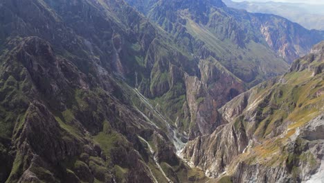 nature landscape aerial: steep, deep river valley in andes of peru