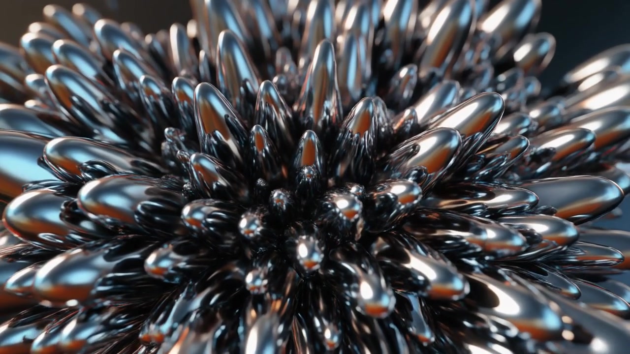 Abstract Ferrofluid Spikes Moving in a Magnetic Field