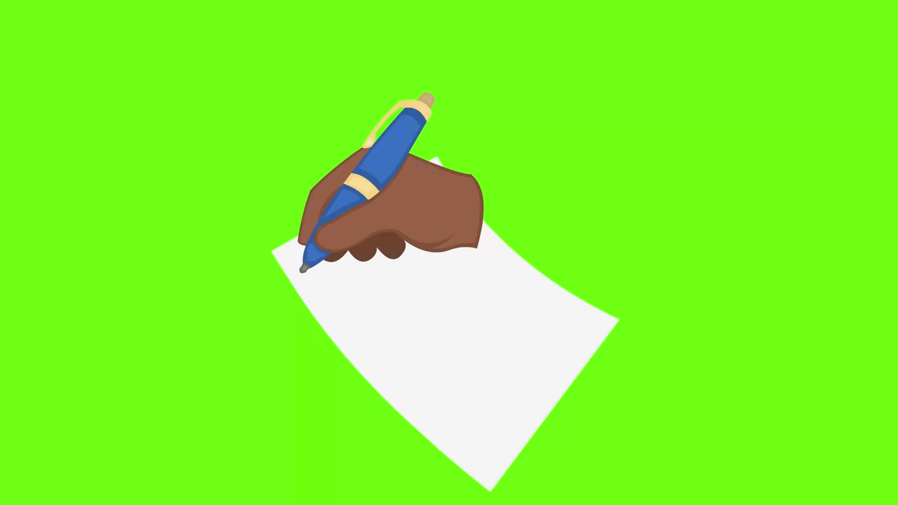 Loop animation of a hand with a pen writing a letter on a sheet of paper