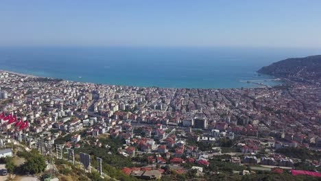 aerial view of a turkish seaside town