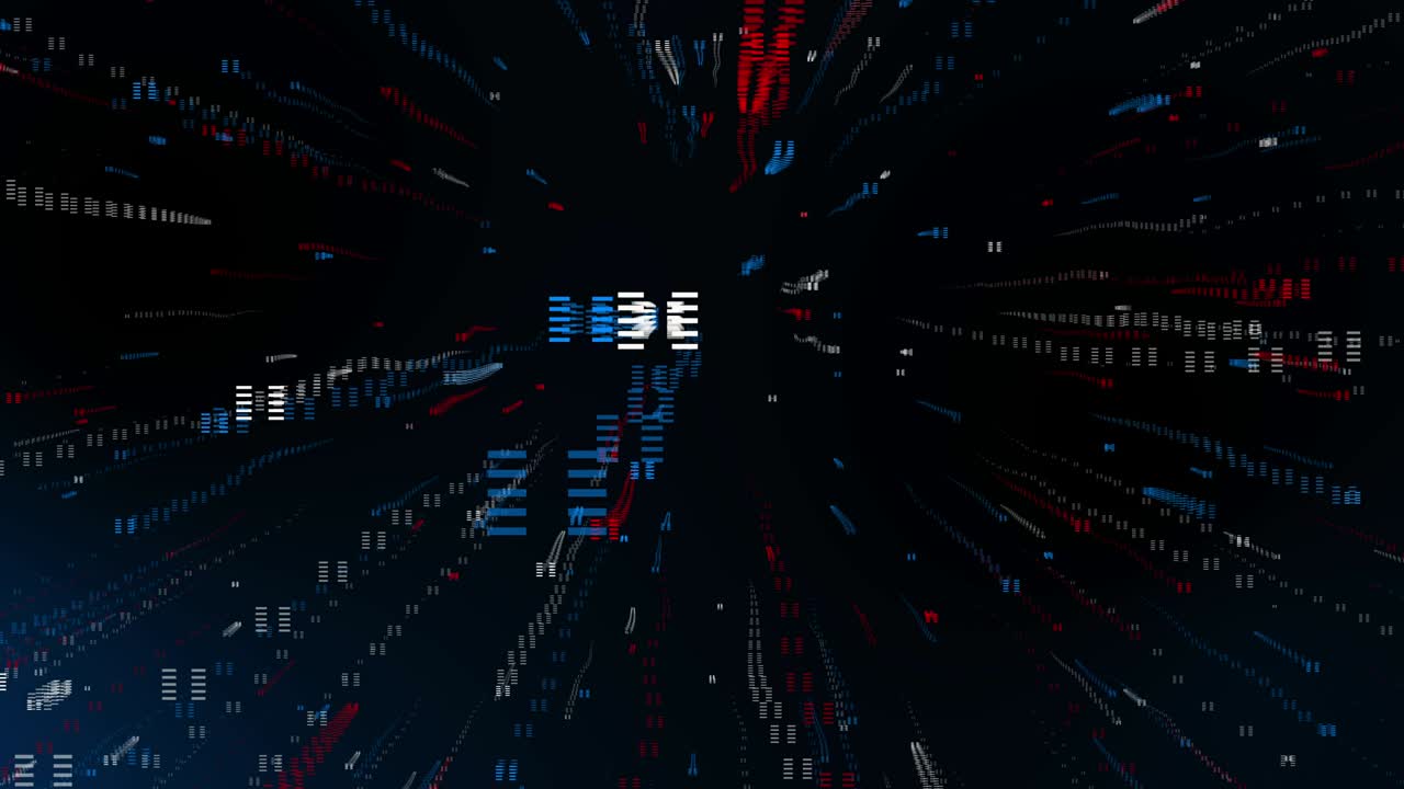 Abstract binary digital coding cyber light, future system programming and data transfer concept for presentation opening company blue theme, 4K motion graphic footage.