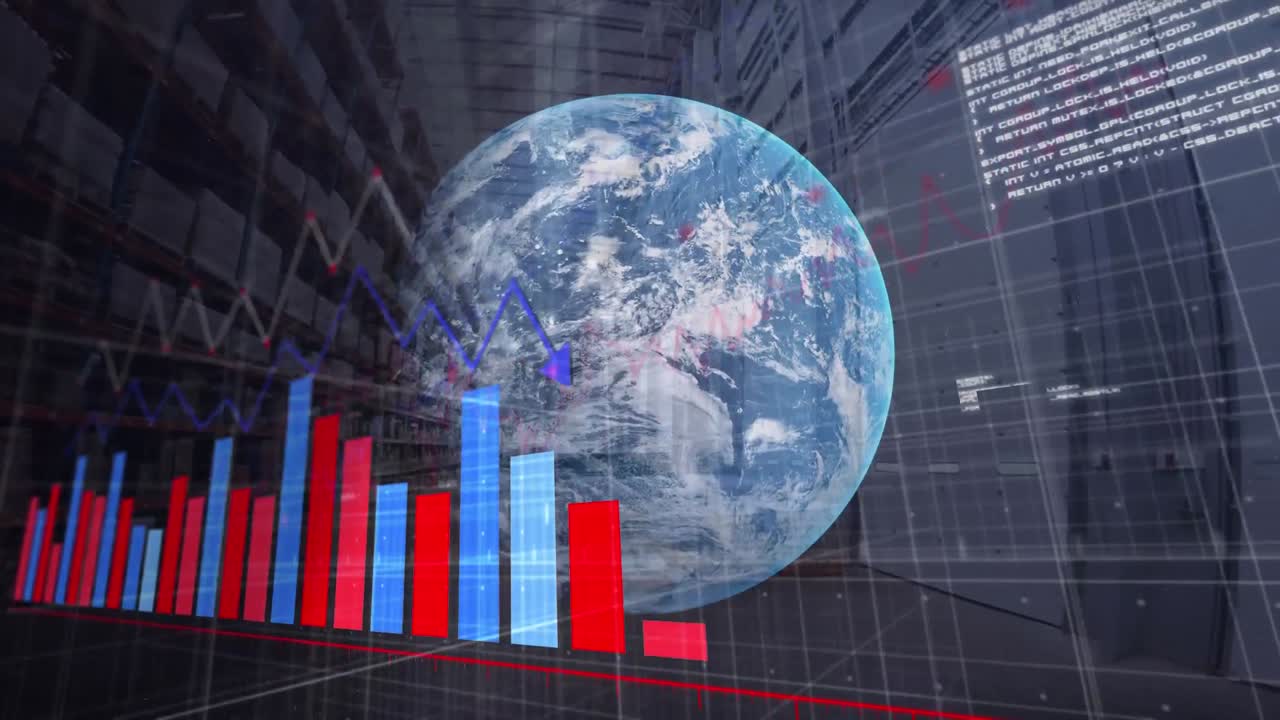 composición del procesamiento de datos con estadísticas sobre el mundo y almacén