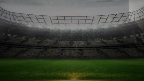 strike of england rugby ball with field backdrop