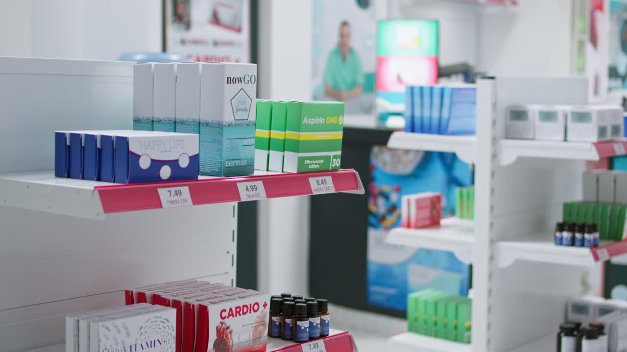 의약품과 처방전 의약품으로 공급된 빈 의약품 창고