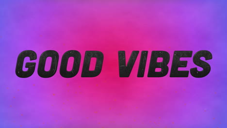 animación digital de buenas vibraciones texto contra manchas coloridas de luz sobre fondo azul