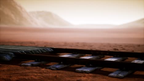 abandoned railway tracks in the desert