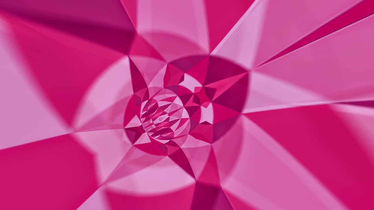 추상적인 분홍색 네온 삼각형 터널: 삼각형과 함께 미래의 복도에서 추상적인 비행: 기술, vj 개념, 원활한 루프, 3d 애니메이션, 4k