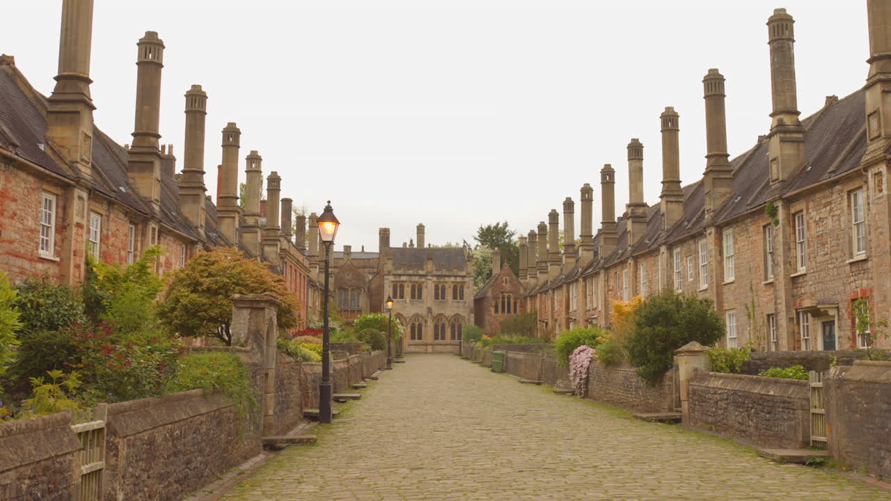 Oldest residential street in the city of Wells, Viscar Close, England.