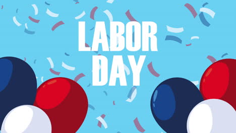 labor day lettering animation with balloons helium