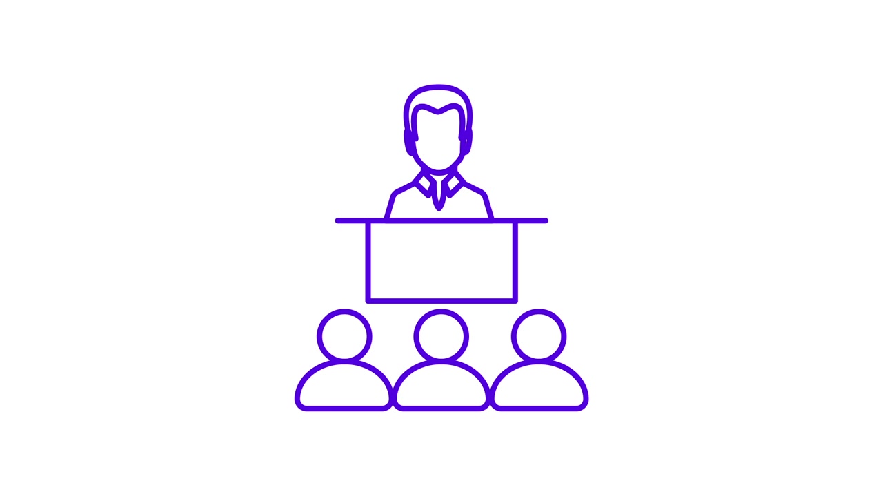 Animated Icon of Speaker Presenting to an Audience