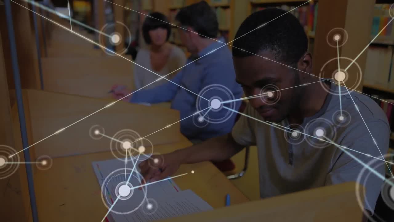 animación de la red de conexiones sobre los estudiantes