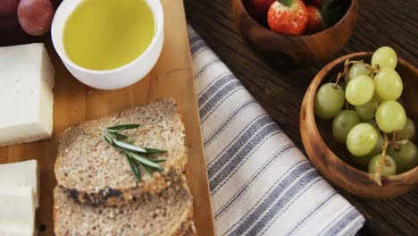 various food items on wooden board