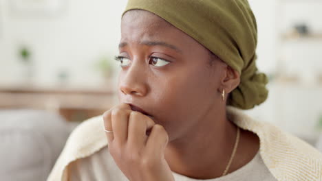 anxiety, stress and nail biting by black woman