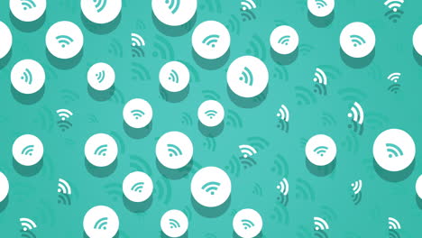 círculo de conexiones diversas wifi simbolizadas en fondo verde