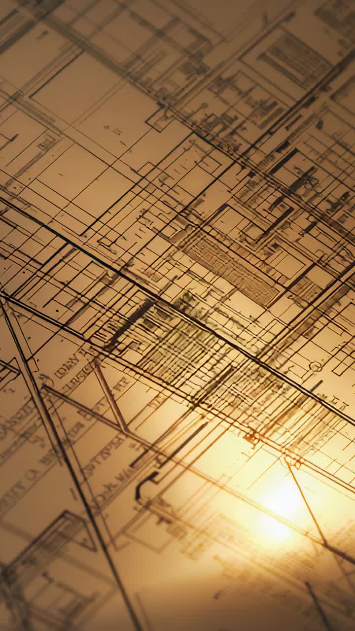 Vertical video: Playback starting, camera scanning plan on studio lightbox to show vellum and glare
