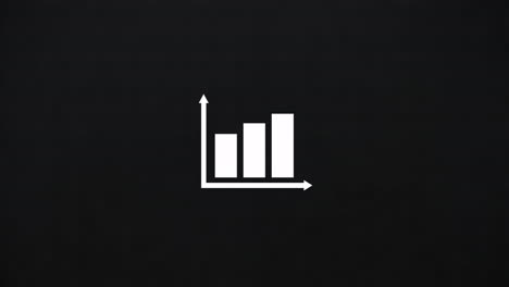 animation of white bar graph icon processing data on black background