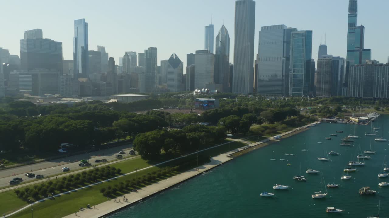 Crane Up-Push in towards Lollapalooza Crowds