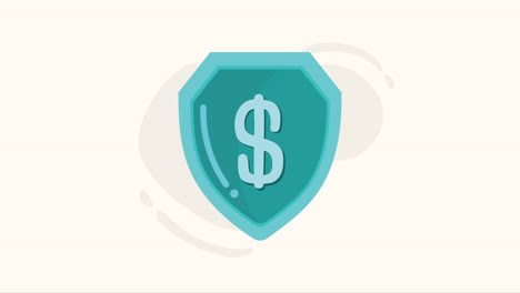 shield with money symbol insurance service animation