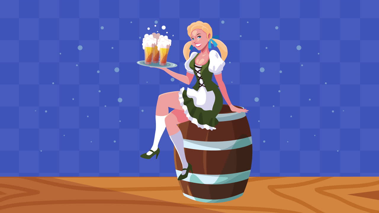 Cameriera bavarese che serve birra