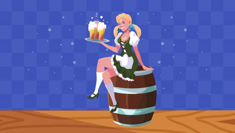 bavarian waitress serving beer