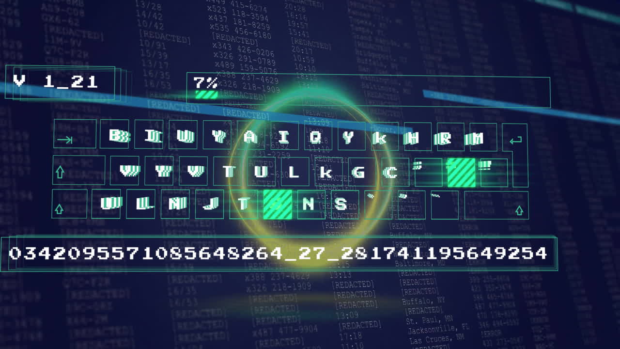 검은색 배경에 데이터 처리의 애니메이션