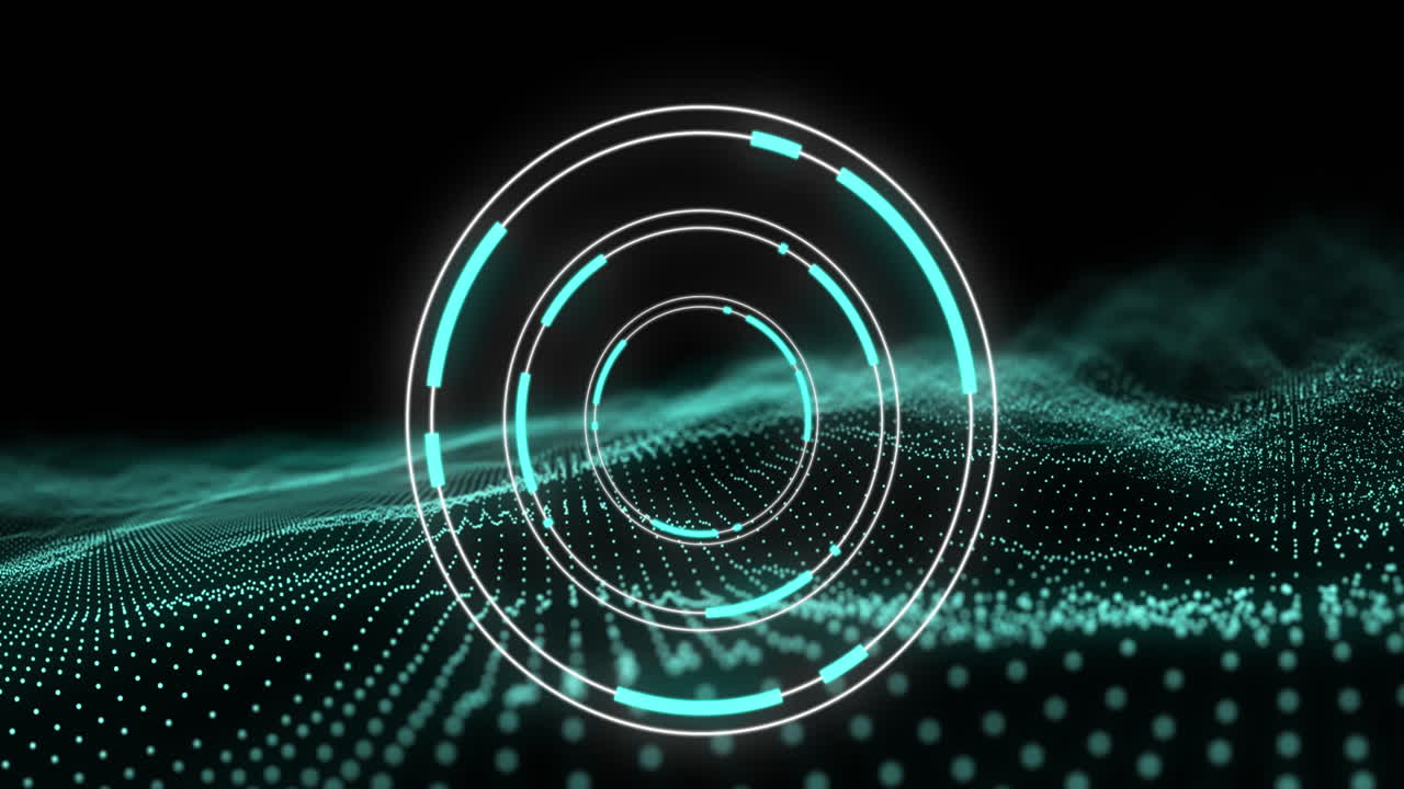Animation of scope scanning and data processing with green mesh over black background