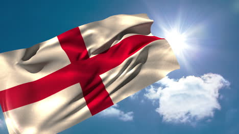 la bandera nacional de inglaterra soplando en la brisa