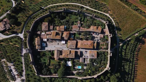 monteriggioni in tuscany, italy. old village, medieval roman mediterranean town. aerial drone