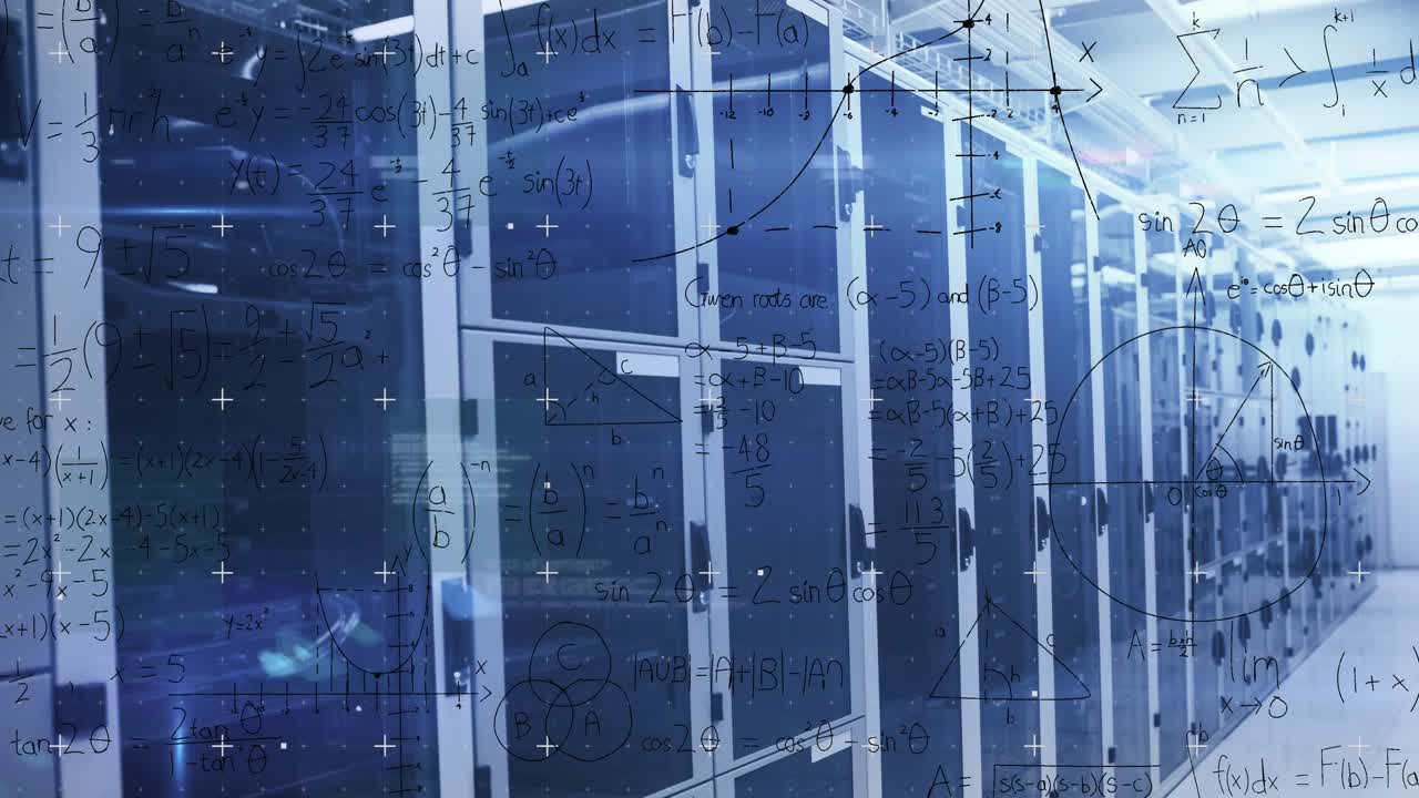 Animation of mathematical equations and data processing over computer servers