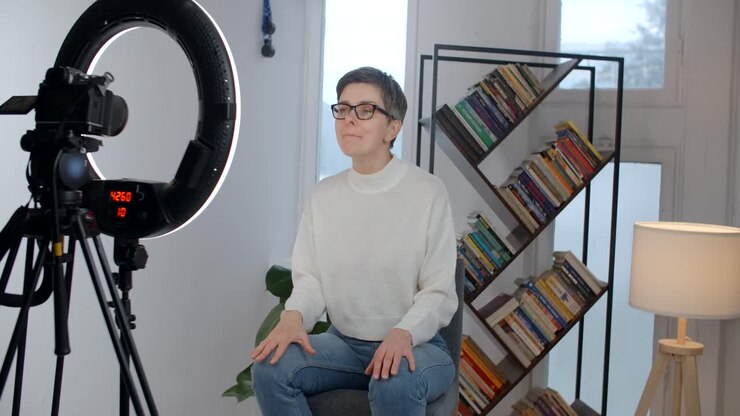 Donna che registra contenuti video