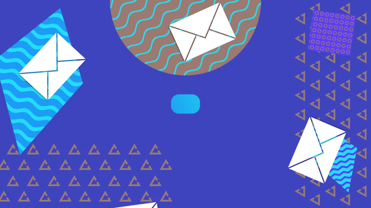 animación de los iconos de los sobres de correo electrónico sobre el fondo de la forma abstracta.