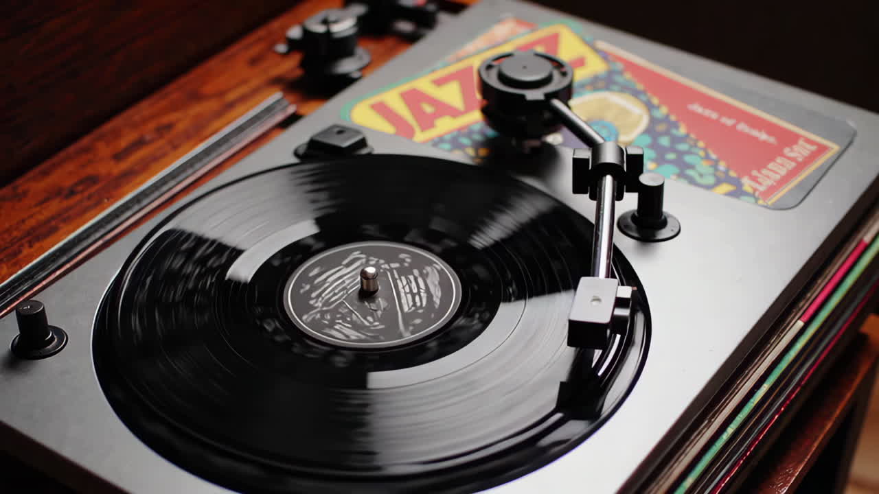 Vintage Record Player with Vinyl