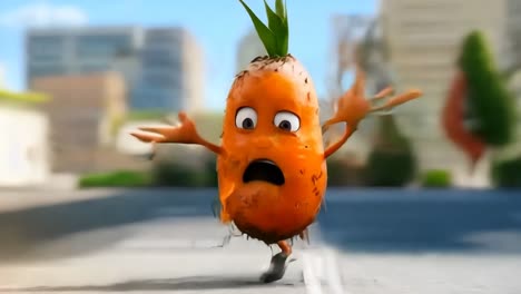 a cartoon carrot with a surprised expression on its face