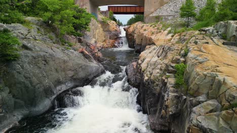 aerial view of whitefish falls, manitoulin island, bottom pool waterfall