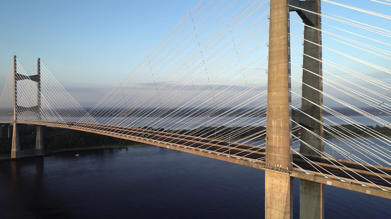 Bridge: Drone Slow pull back shot: Dames Point Bridge