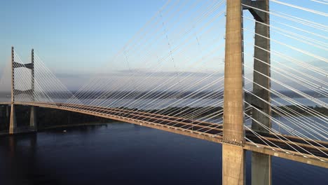 bridge: drone slow pull back shot: dames point bridge
