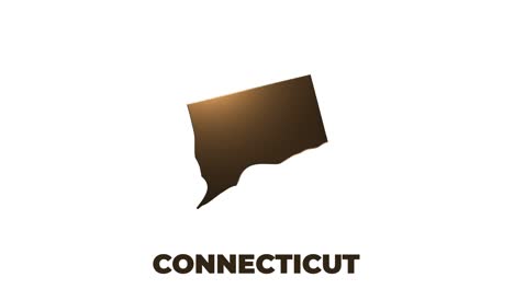 estado de connecticut de los estados unidos de américa. marcador de ubicación de oro 3d animado en el mapa. fácil de usar con el modo de transparencia de pantalla en su video.