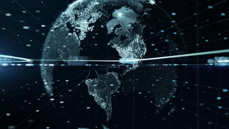 el planeta tierra la partícula del globo que transmite la conectividad. representación 3d abstracta, tecnología concepto de red de grandes datos.