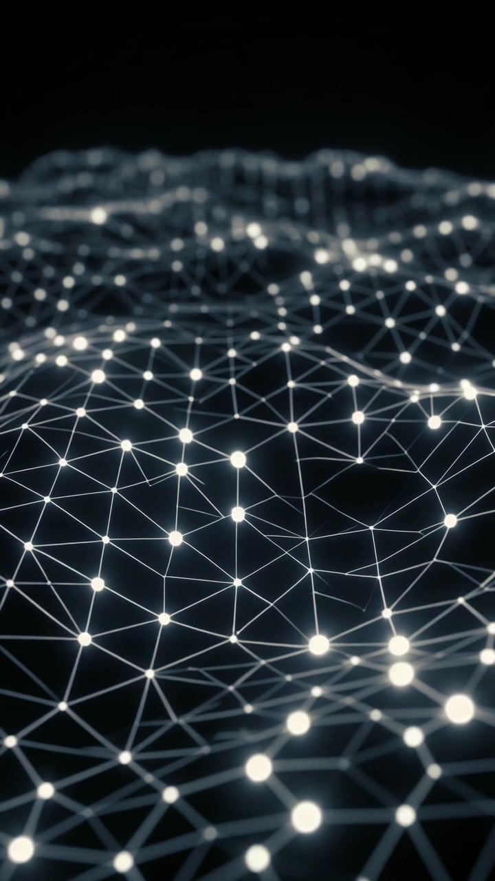 Abstract Digital Network Wave with Glowing Nodes and Connections