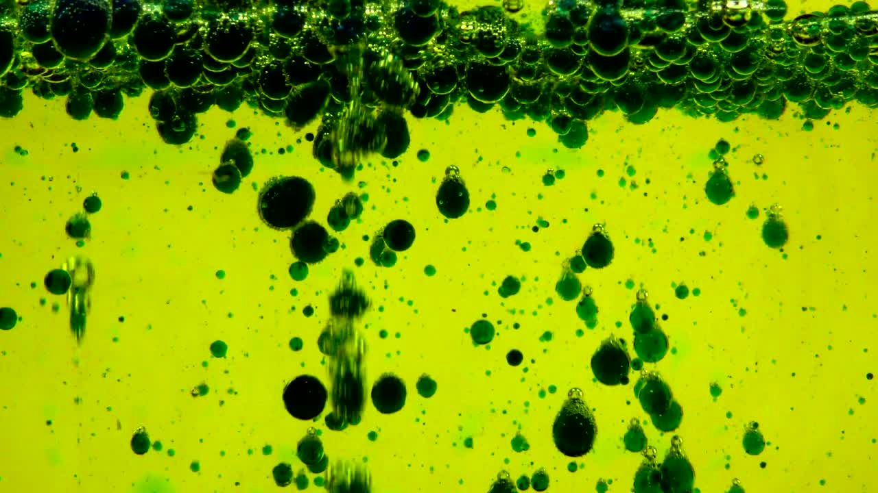 유리 배경 뒤에 있는 물 거품