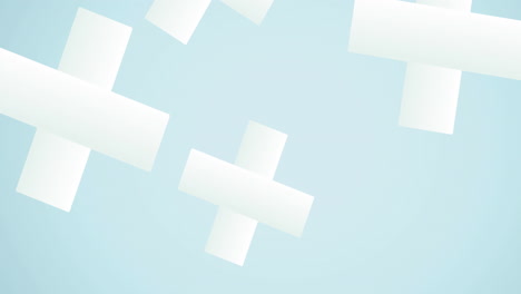 animación de cruces blancas sobre un fondo azul