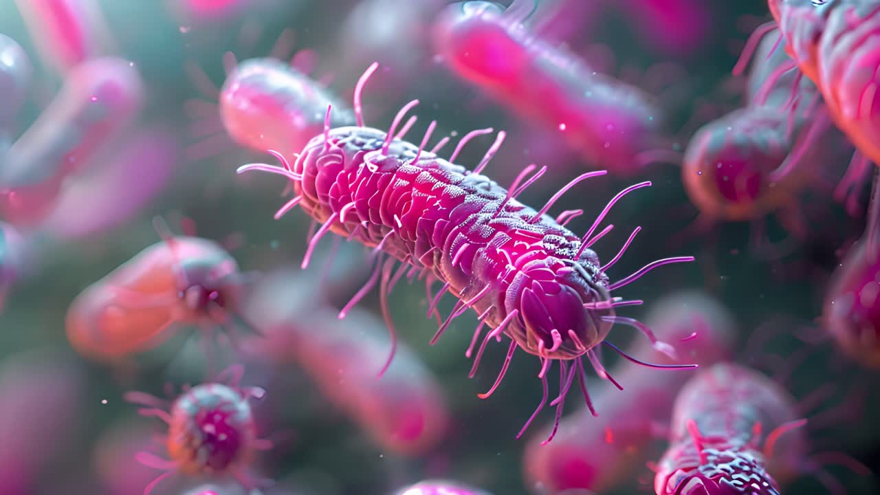 Close-up View of Microscopic Bacteria