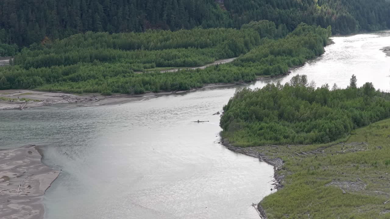 River Flowing Through a Forest Landscape in BC, Canada