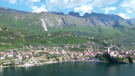aerial view of lake garda near malcesine in the province of verona, italy