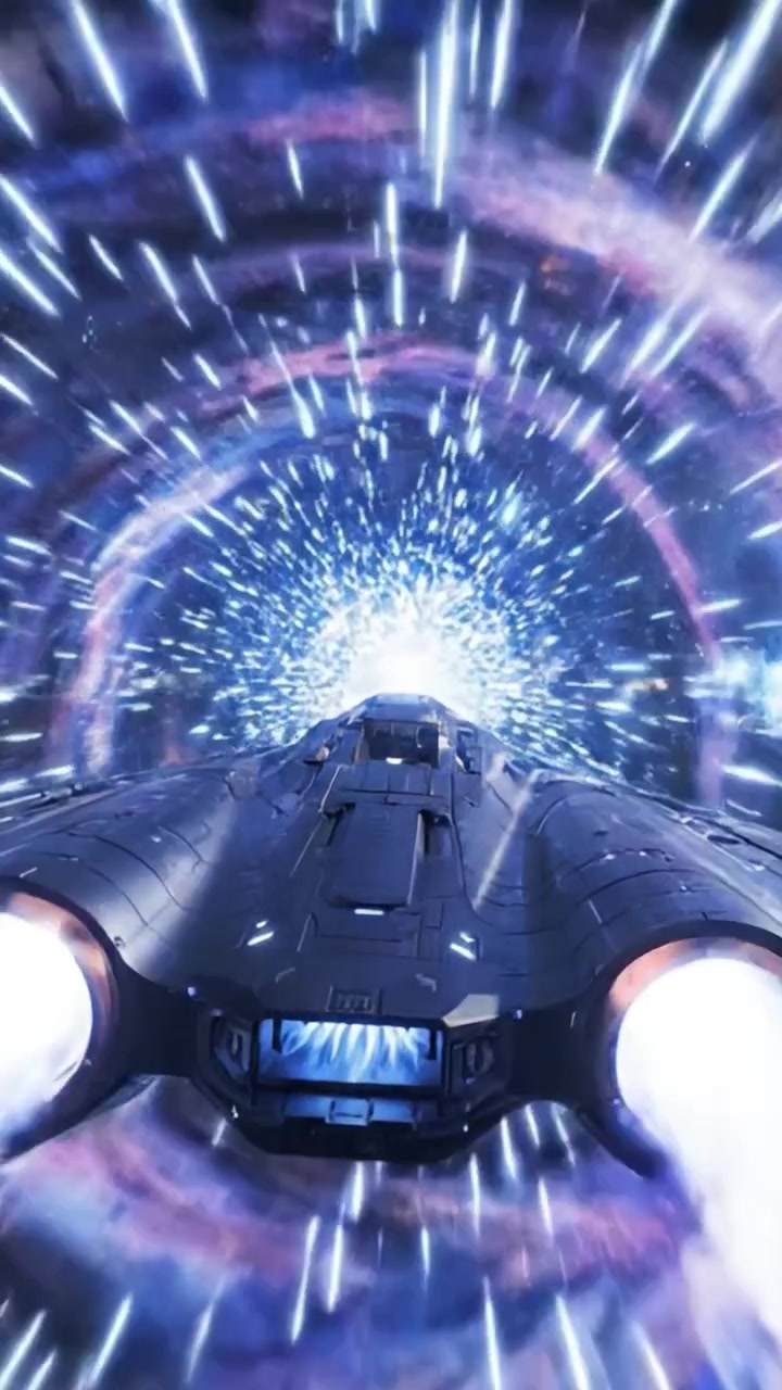 A Stunning Journey Through Space: A Futuristic Starship Propels Forward Amidst Cosmic Wonders and Celestial Phenomena in a High-Speed Travel Experience