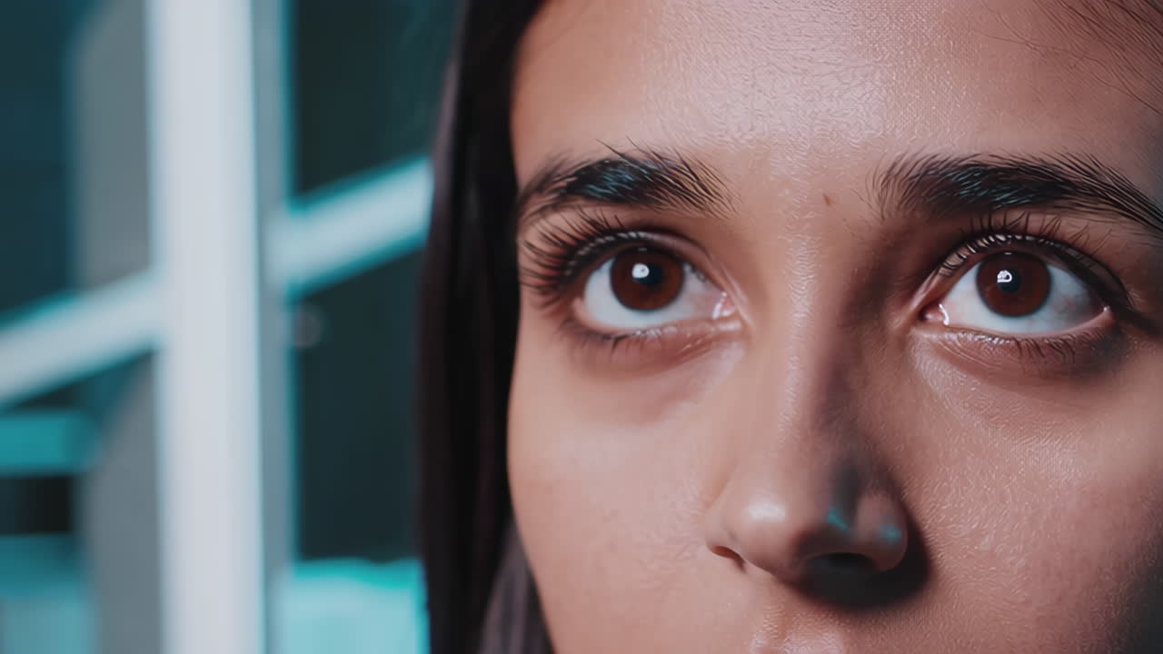 Close-up of Human Eyes Looking Upward